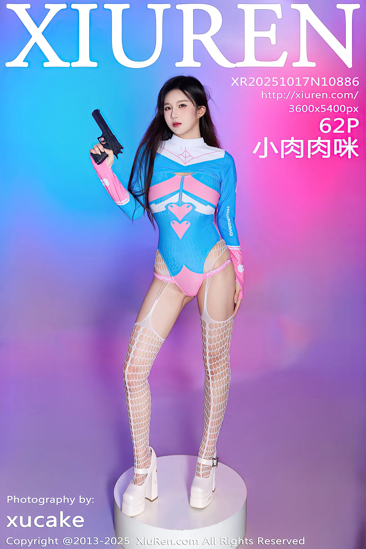 [XiuRen秀人网] VOL.10886 模特小肉肉咪性感Cosplay装扮白色连体网袜秀凹凸身材诱惑写真62P-秀人网官方网站